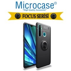 Microcase Realme 5 Pro Focus Serisi Yüzük Standlı Silikon Kılıf - Siyah