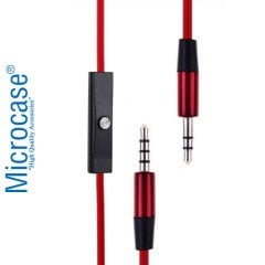 Microcase Mikrofonlu Çift Taraflı Aux Kablosu 3.5 mm Altın Uçlu Jak - 120 cm Kırmızı - AL2455