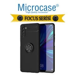 Microcase Huawei Mate 40 Lite Focus Serisi Yüzük Standlı Silikon Kılıf - Siyah