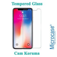 Microcase iPhone XR Fabrik Serisi Kumaş ve Deri Desen Kılıf - Gri + Tempered Glass Cam Koruma
