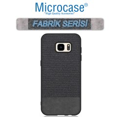 Microcase Samsung Galaxy S7 Fabrik Serisi Kumaş ve Deri Desen Kılıf - Siyah