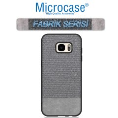 Microcase Samsung Galaxy S7 Fabrik Serisi Kumaş ve Deri Desen Kılıf - Gri