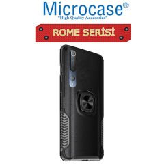 Microcase Xiaomi Mi 10 Rome Serisi Yüzük Standlı Armor Kılıf - Siyah