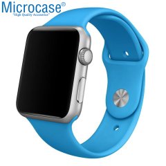 Microcase Apple Watch Seri 5 44 mm için Silikon Kordon Kayış - Mavi
