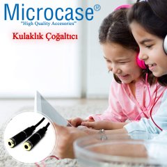Microcase 3.5 mm Çift Çıkışlı Kulaklık Çoğaltıcı Kablo - AL2312