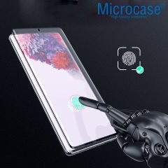 Microcase Samsung Galaxy S20 3D Curved Tam Kaplayan Tempered Glass Cam Koruma - Siyah