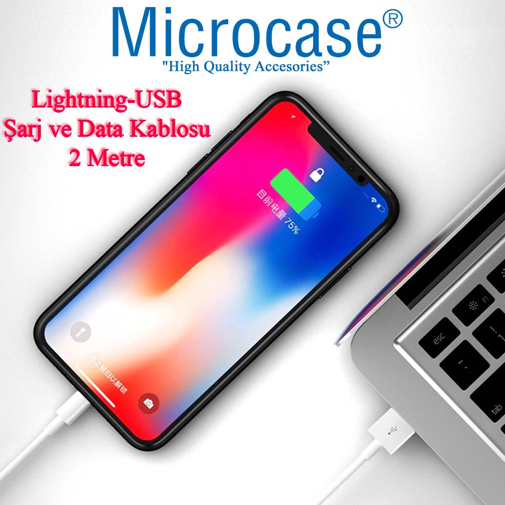 iPhone iPad Lightning USB Şarj ve Data Kablosu - 2 Metre Beyaz