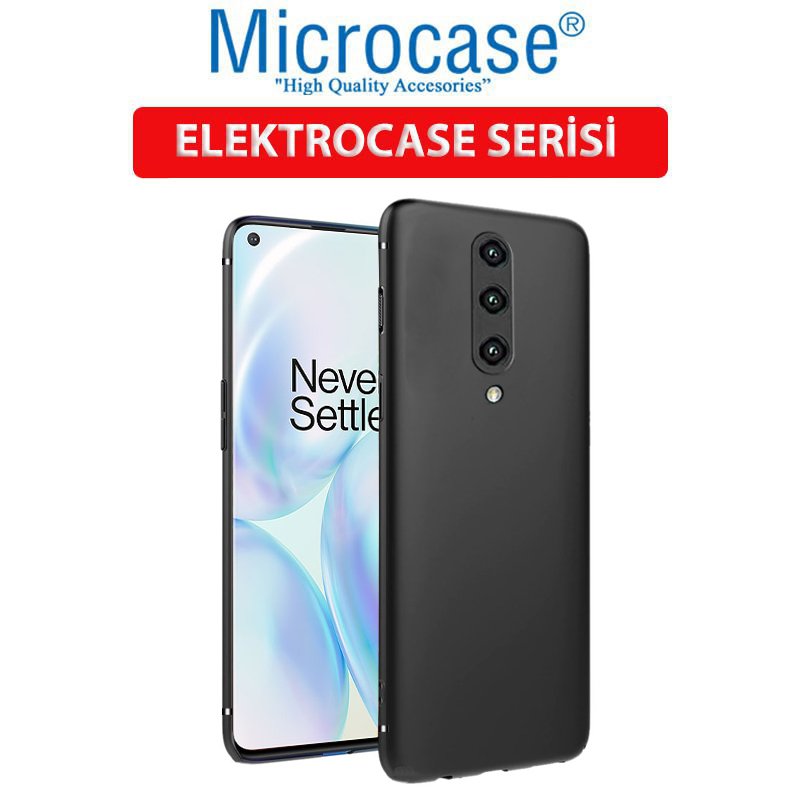 Microcase OnePlus 8 Elektrocase Serisi Kamera Korumalı Silikon Kılıf - Siyah