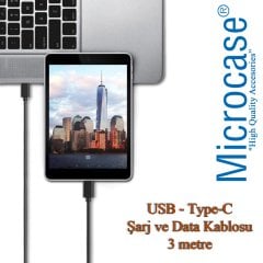 Microcase Type-C USB Şarj ve Data Kablosu - 3 Metre Siyah