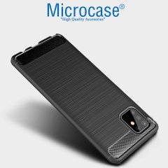 Microcase Samsung Galaxy A81 Brushed Carbon Fiber Silikon Kılıf - Siyah