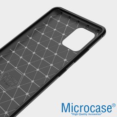 Microcase Samsung Galaxy A81 Brushed Carbon Fiber Silikon Kılıf - Siyah