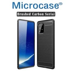 Microcase Samsung Galaxy A91 - M80S - S10 Lite Brushed Carbon Fiber Silikon Kılıf - Siyah