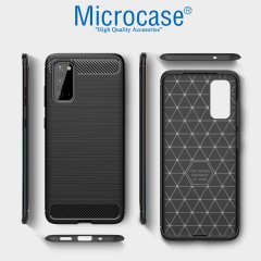 Microcase Samsung Galaxy S20 Brushed Carbon Fiber Silikon Kılıf - Siyah