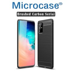 Microcase Samsung Galaxy S20 Plus Brushed Carbon Fiber Silikon Kılıf - Siyah