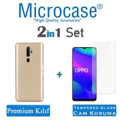 Microcase Oppo A5 2020 - A9 2020 Premium Matte Silikon Kılıf + Tempered Glass Cam Koruma