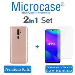 Microcase Oppo A5 2020 - A9 2020 Premium Matte Silikon Kılıf + Tempered Glass Cam Koruma