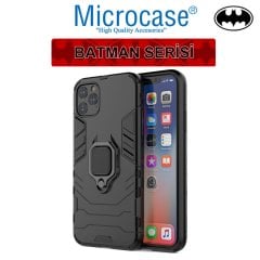 iPhone 12 Pro Batman Serisi Yüzük Standlı Armor Kılıf - Siyah