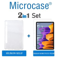 Microcase Samsung Galaxy Tab S7 T870 Silikon Kılıf Şeffaf + Ekran Koruma Filmi