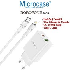 Microcase Borofone Seri Tüm Cihazlar ile Uyumlu Hızlı Şarj Adaptörü + Type C Lightning Kablo AL2893