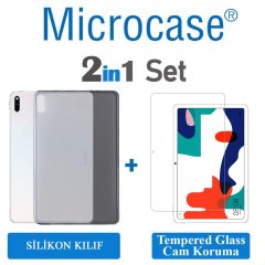 Microcase Huawei MatePad 10.4 inch Şeffaf Silikon Kılıf+Tempered Glass Cam Koruma