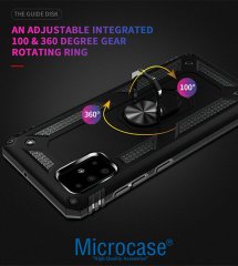 Microcase Samsung Galaxy A71 Anka Serisi Yüzük Standlı Armor Kılıf - Siyah