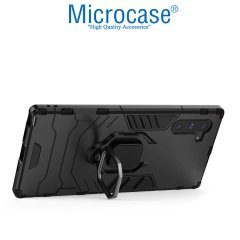 Microcase Samsung Galaxy Note 10 Batman Serisi Yüzük Standlı Armor Kılıf - Siyah