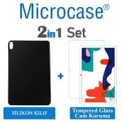 Microcase Huawei MatePad 10.4 inch Siyah Silikon Kılıf + Tempered Glass Cam Koruma