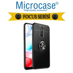 Microcase Xiaomi Redmi 8 Focus Serisi Yüzük Standlı Silikon Kılıf - Siyah