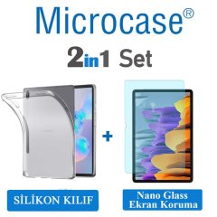 Microcase Samsung Galaxy Tab S7 Plus T970 Silikon Kılıf Şeffaf+ Nano Esnek Film