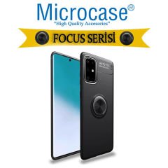 Microcase Samsung Galaxy S20 FE Fan Edition Focus Serisi Yüzük Standlı Silikon Kılıf - Siyah