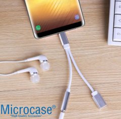 Microcase Huawei Honor Note 10 Type-C Usb C 2in1 Şarj + Kulaklık