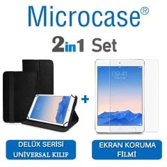 Microcase iPad Air 2 Delüx Serisi Universal Standlı Deri Kılıf - Siyah + Ekran Koruma Filmi