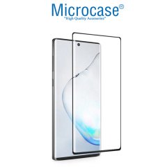 Microcase Samsung Galaxy Note 10 Plus 3D Curved Tam Kaplayan Tempered Glass Cam Koruma - Siyah