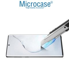 Microcase Samsung Galaxy Note 10 Plus 3D Curved Tam Kaplayan Tempered Glass Cam Koruma - Siyah