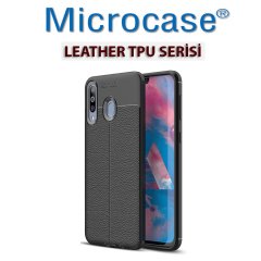 Microcase Samsung Galaxy M30 Leather Tpu Silikon Kılıf - Siyah + Tempered Glass Cam Koruma (SEÇENEKLİ)