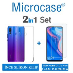 Microcase Huawei Y9 Prime 2019 Ultra İnce 0.2 mm Soft Silikon Kılıf + Tempered Glass Cam Koruma (SEÇENEKLİ)