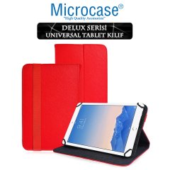 Microcase iPad Air 2 Delüx Serisi Universal Standlı Deri Kılıf - Kırmızı