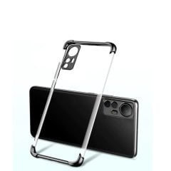Microcase Xiaomi 12S Plating Series Soft Dört Köşe Korumalı Silikon Kılıf - Siyah