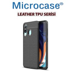 Microcase Samsung Galaxy A60 Leather Tpu Silikon Kılıf - Siyah + Tempered Glass Cam Koruma (SEÇENEKLİ)
