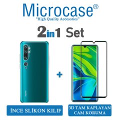 Microcase Xiaomi Mi Note 10 - Mi Note 10 Pro İnce 0.2 mm Soft Silikon Kılıf + 3D Curved Tempered Glass Ekran Koruma