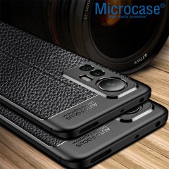 Microcase Xiaomi 12S Leather Tpu Silikon Kılıf - Siyah