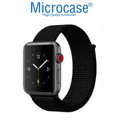 Microcase Apple Watch Seri 6 40mm Hasır Tasarım Kordon Kayış M-L KY5 Siyah