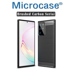 Microcase Samsung Galaxy Note 20 Ultra Brushed Carbon Fiber Silikon Kılıf - Siyah