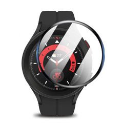 Microcase Samsung Galaxy Watch 5 Pro Tam Kaplayan Kavisli Ekran Koruyucu 3D Pet Film - Siyah