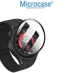 Microcase Samsung Galaxy Watch 5 Pro Tam Kaplayan Kavisli Ekran Koruyucu 3D Pet Film - Siyah