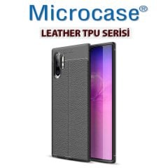 Microcase Samsung Note 10 Plus Leather Tpu Silikon Kılıf - Siyah