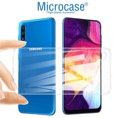 Microcase Samsung Galaxy A50s Ultra İnce 0.2 mm Soft Silikon Kılıf + Tam Kaplayan Çerçeveli Cam