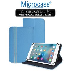 Microcase iPad Mini 4 Delüx Serisi Universal Standlı Deri Kılıf - Turkuaz + Nano Esnek Ekran Koruma Filmi