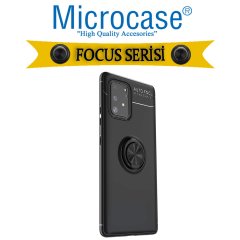 Microcase Samsung Galaxy A91 - M80S - S10 Lite Focus Serisi Yüzük Standlı Silikon Kılıf - Siyah