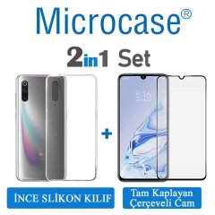 Microcase Xiaomi Mi 9 Pro Ultra İnce 0.2 mm Soft Silikon Kılıf + Tam Kaplayan Çerçeveli Cam